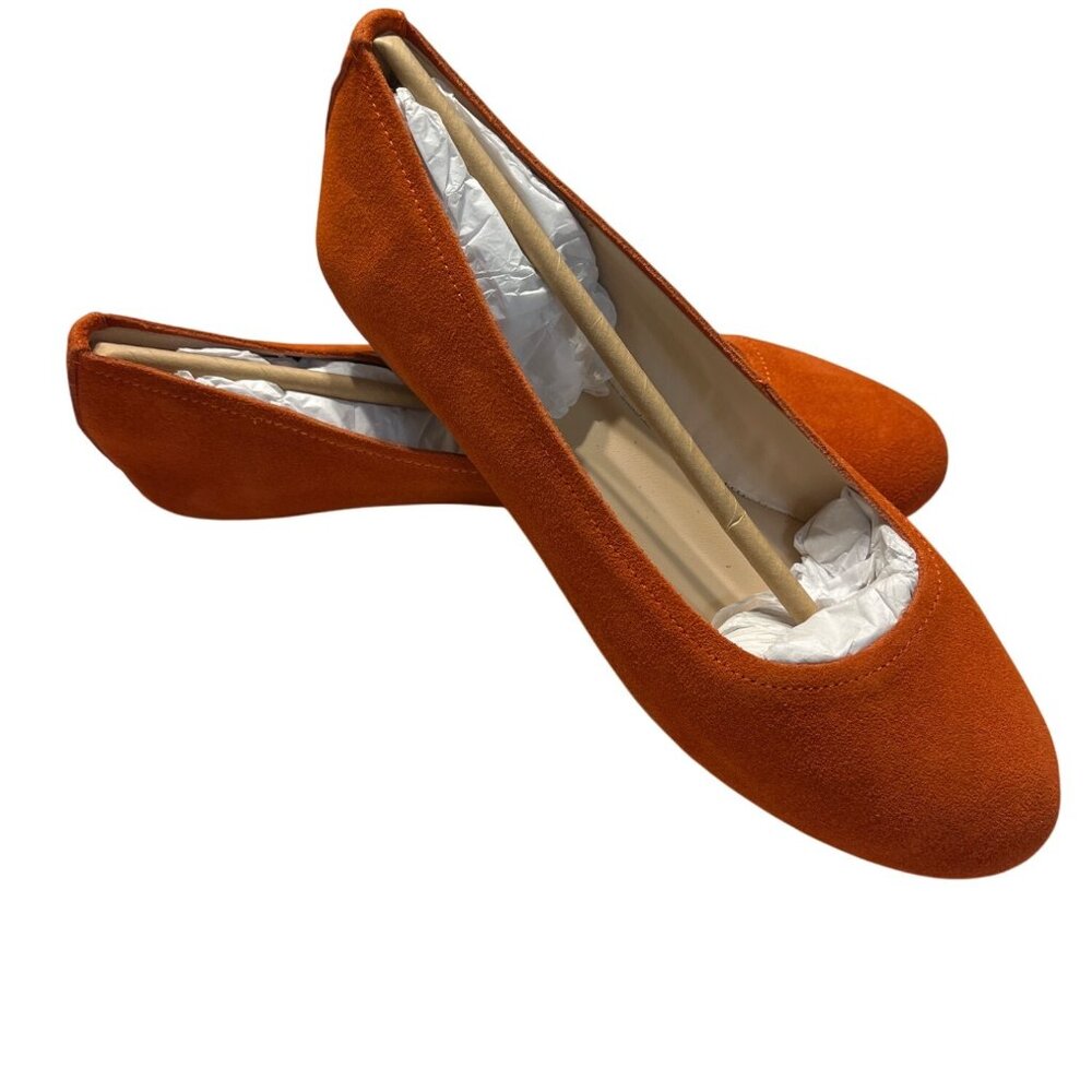 Windsor Ballet Suede Flats Orange Red By Violet & Red Size 7.5 Womens Shoes